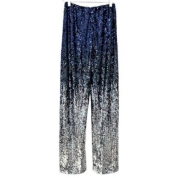 Alice + Oliva Elba Ombre Sequin Azure Multi Straight Wide Leg Pants Size S - Picture 8 of 12